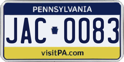 PA license plate JAC0083