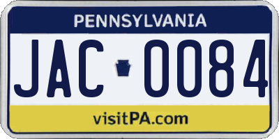 PA license plate JAC0084