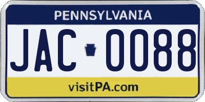PA license plate JAC0088