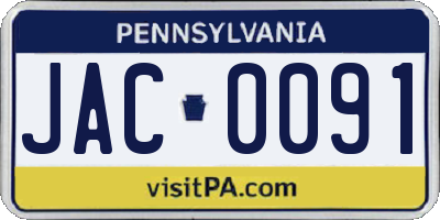 PA license plate JAC0091