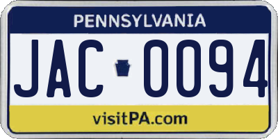 PA license plate JAC0094