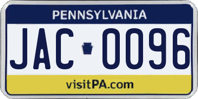 PA license plate JAC0096