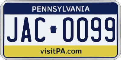 PA license plate JAC0099
