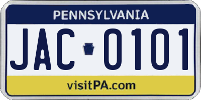 PA license plate JAC0101