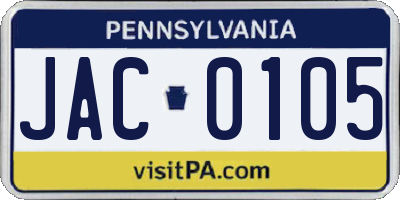PA license plate JAC0105