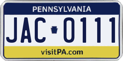 PA license plate JAC0111