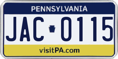 PA license plate JAC0115