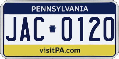 PA license plate JAC0120