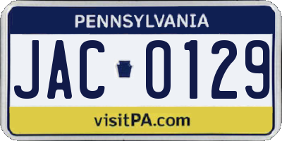 PA license plate JAC0129