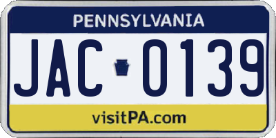 PA license plate JAC0139