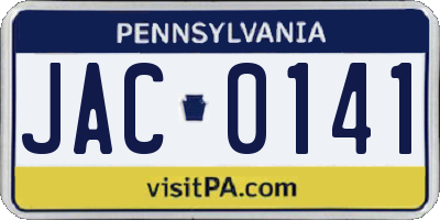 PA license plate JAC0141