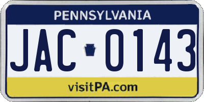 PA license plate JAC0143