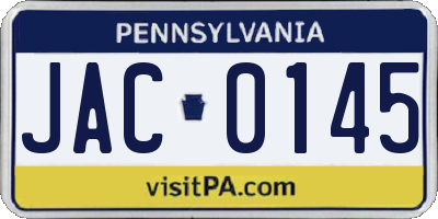 PA license plate JAC0145