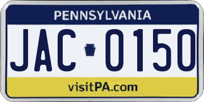 PA license plate JAC0150