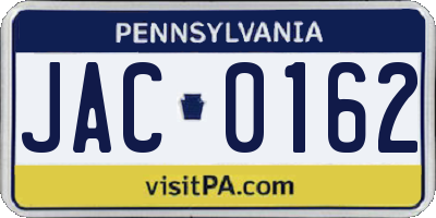 PA license plate JAC0162