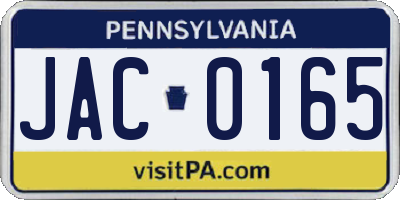 PA license plate JAC0165