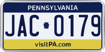 PA license plate JAC0179