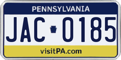PA license plate JAC0185