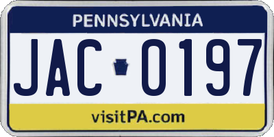 PA license plate JAC0197