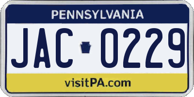 PA license plate JAC0229