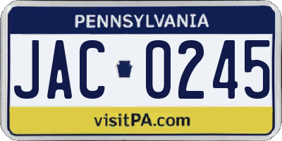 PA license plate JAC0245