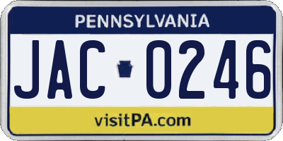 PA license plate JAC0246