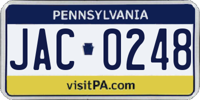 PA license plate JAC0248