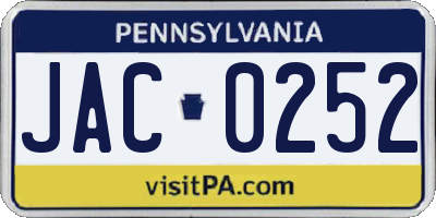 PA license plate JAC0252