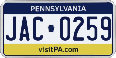 PA license plate JAC0259