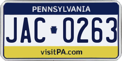 PA license plate JAC0263