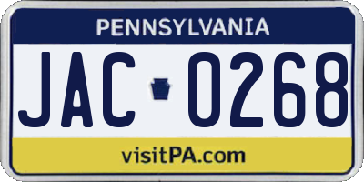 PA license plate JAC0268