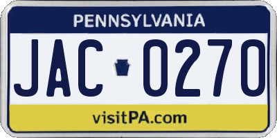 PA license plate JAC0270