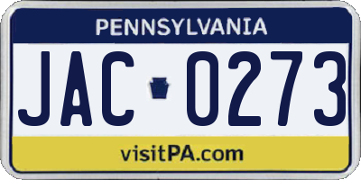 PA license plate JAC0273