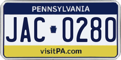 PA license plate JAC0280