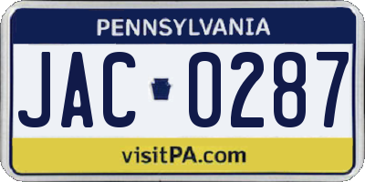 PA license plate JAC0287