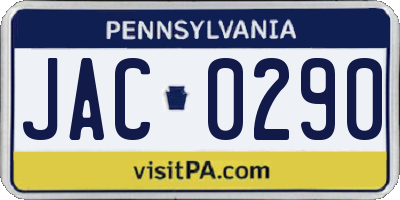 PA license plate JAC0290