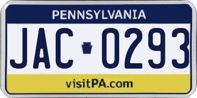 PA license plate JAC0293