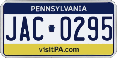 PA license plate JAC0295