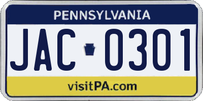 PA license plate JAC0301