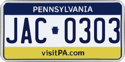 PA license plate JAC0303