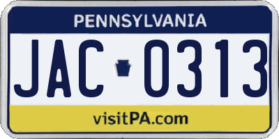 PA license plate JAC0313