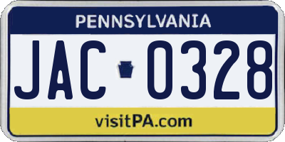 PA license plate JAC0328