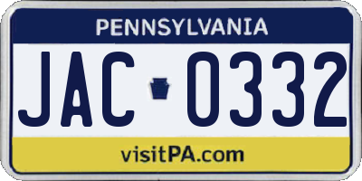 PA license plate JAC0332