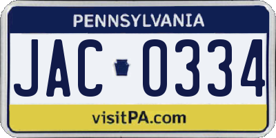 PA license plate JAC0334