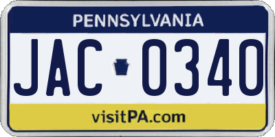 PA license plate JAC0340