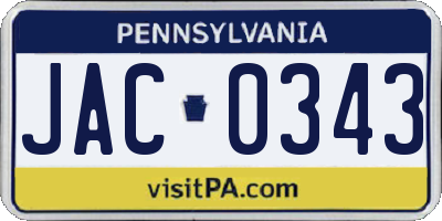 PA license plate JAC0343