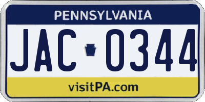 PA license plate JAC0344