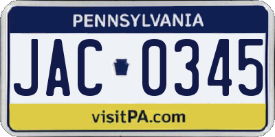 PA license plate JAC0345