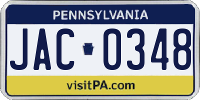 PA license plate JAC0348