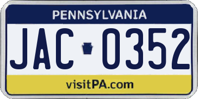 PA license plate JAC0352